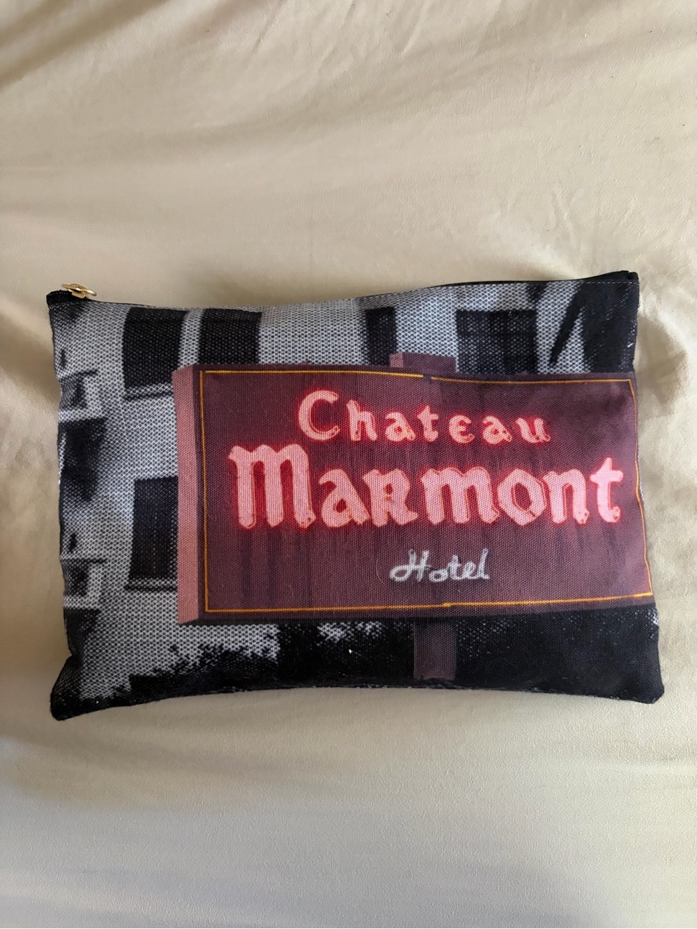 Chateau Marmont Printed Zip Pouch - Red, Black, Gray